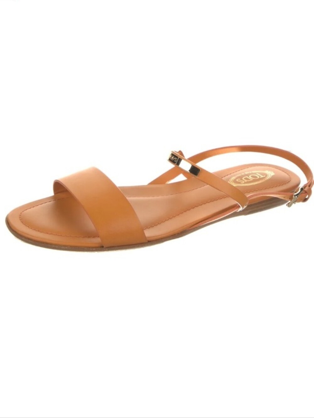 Tod's orange flat strappy sandals